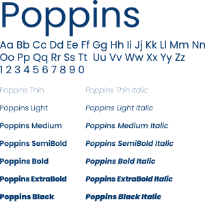 Poppins typography examples.